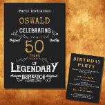 50e verjaardag Geboren Legendary Zwart Goud Retro Kaart<br><div class="desc">Voor degenen die hun 50ste verjaardag vieren hebben we de ideale verjaardagsfeestuitnodiging met een gevoel. De zwarte achtergrond met een wit en goud typografie ontwerp is eenvoudig en toch elegant met een retro gevoel. Pas de tekst van dit verjaardagscadeau eenvoudig aan met behulp van de meegeleverde sjabloon. Onderdeel van een...</div>