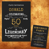 50e verjaardag Geboren Legendary Zwart Goud Retro Kaart