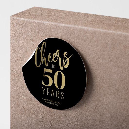 50e verjaardag gejuich tot 50 jaar goud zwart ronde sticker