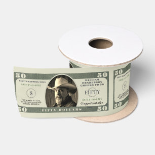 50e verjaardag gejuich voor 50 dollar Bill Satijnen Lint