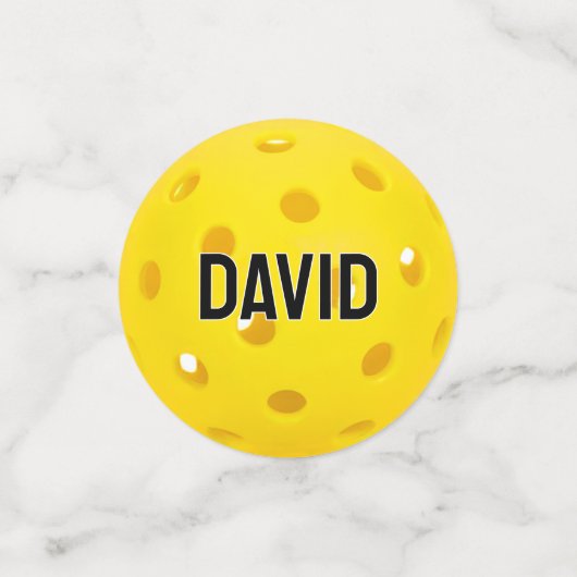 50e verjaardag gele pickleball confetti (Kleine voorkant)