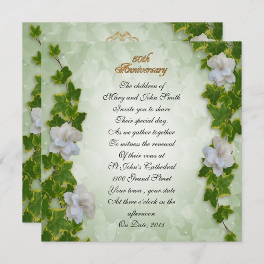 50e verjaardag gelofte vernieuwing klimop en garde kaart (Voorkant / Achterkant)