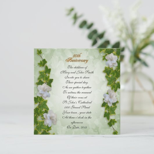 50e verjaardag gelofte vernieuwing klimop en garde kaart (Staand voorkant)