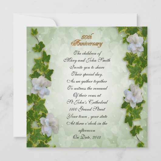50e verjaardag gelofte vernieuwing klimop en garde kaart (Voorkant)