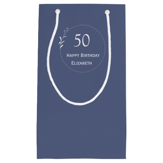 50e verjaardag gepersonaliseerd blauw klein cadeauzakje (Voorkant)