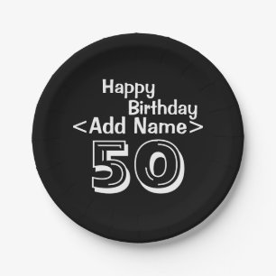 50e verjaardag Gepersonaliseerd Bord zwart papier