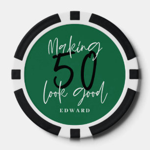 50e verjaardag gepersonaliseerd cadeau moderne poker chips