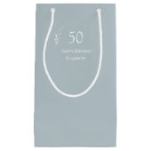 50e verjaardag gepersonaliseerd lichtblauw klein cadeauzakje (Voorkant)