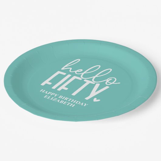 50e verjaardag gepersonaliseerd papieren bordje (Gekanteld)