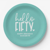 50e verjaardag gepersonaliseerd papieren bordje (Voorkant)