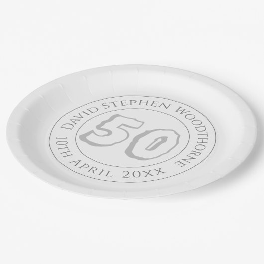 50e verjaardag gepersonaliseerd papieren bordje (Gekanteld)