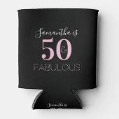 50e verjaardag gepersonaliseerd zwart roze blikjeskoeler (Voorkant)