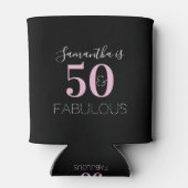 50e verjaardag gepersonaliseerd zwart roze blikjeskoeler (Achterkant)