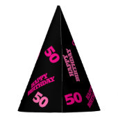 50e verjaardag gepersonaliseerde foto roze zwart feesthoedjes (Achterkant)