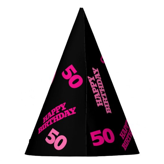 50e verjaardag gepersonaliseerde foto roze zwart feesthoedjes (Achterkant)
