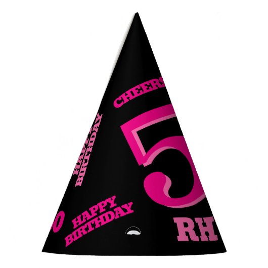 50e verjaardag gepersonaliseerde foto roze zwart feesthoedjes (Links)
