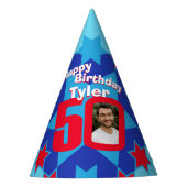 50e verjaardag gepersonaliseerde foto ster naam pe feesthoedjes (Voorkant)