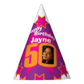50e verjaardag gepersonaliseerde foto ster naam pe feesthoedjes (Voorkant)