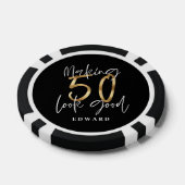 50e verjaardag gepersonaliseerde gunst cadeau zwar poker chips (Enkel)