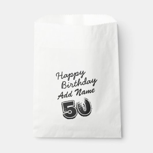 50e verjaardag Gepersonaliseerde zwarte Typografie Bedankzakje (Voorkant)