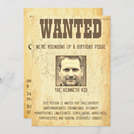 50e verjaardag Gezocht Poster 🤠 Old West  Kaart (Voorkant / Achterkant)