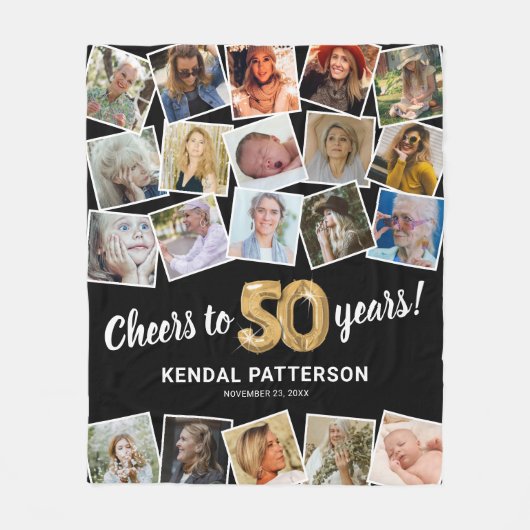50e verjaardag Gift Multi Foto Fleece Deken (Voorkant)