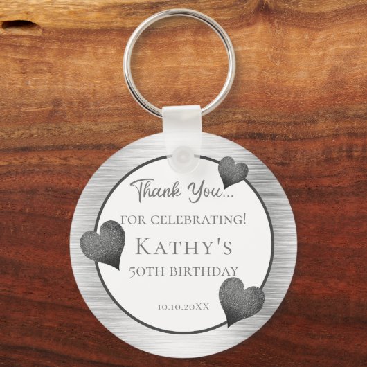 50e verjaardag Gift Silver Sleutelhanger (Voorkant)