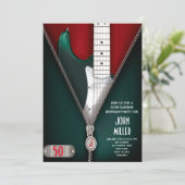 50e verjaardag Gitaar Rock Star Uitnodiging (Staand voorkant)