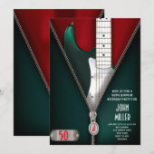 50e verjaardag Gitaar Rock Star Uitnodiging (Voorkant / Achterkant)