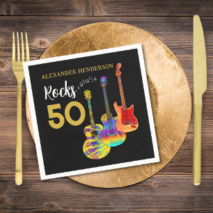 50e Verjaardag Gitaar Rocks 50 Naam Servet