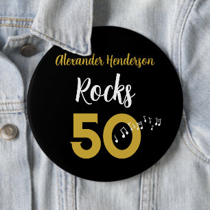 50e verjaardag Gitaar Rocks 50 Persoonlijk Ronde Button 6,0 Cm