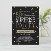 50e verjaardag Glitter Confetti Surprise Party Kaart (Staand voorkant)