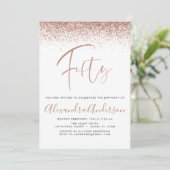 50e verjaardag Glitter Roos Gold Pink Kaart (Staand voorkant)