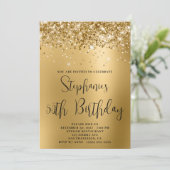 50e verjaardag Glittery Golden Glam Gradient Kaart (Staand voorkant)