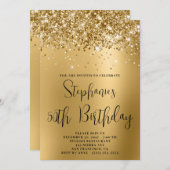 50e verjaardag Glittery Golden Glam Gradient Kaart (Voorkant / Achterkant)