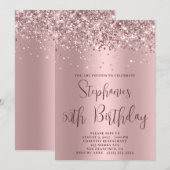 50e verjaardag Glittery Pink Rose Gold Kaart (Voorkant / Achterkant)