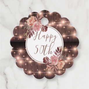 50e verjaardag gloeiende rustieke string verlichti bedankjes labels