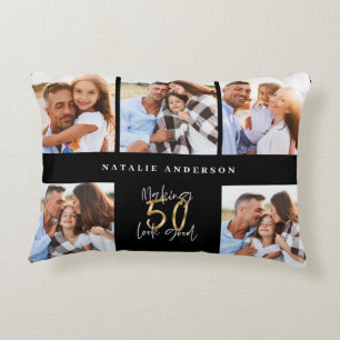 50e verjaardag goede gouden zwarte foto collage ch accent kussen