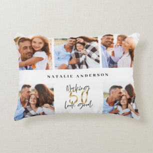 50e verjaardag goede gouden zwarte foto collage ch accent kussen