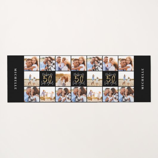 50e verjaardag goede gouden zwarte foto collage ch yogamat (Achterkant (horizontaal))