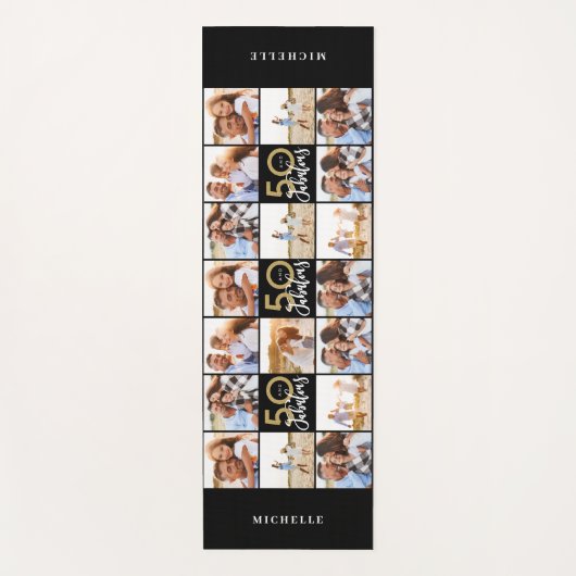 50e verjaardag goede gouden zwarte foto collage ch yogamat (Voorkant)