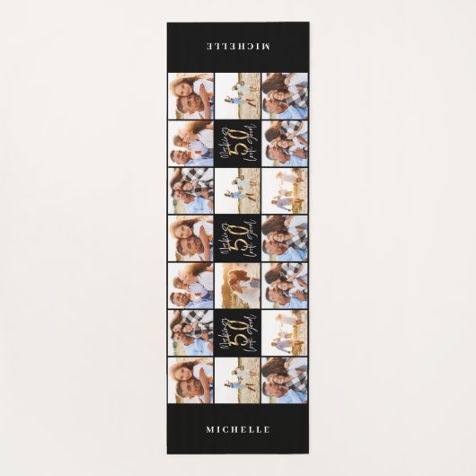 50e verjaardag goede gouden zwarte foto collage ch yogamat (Achterkant)