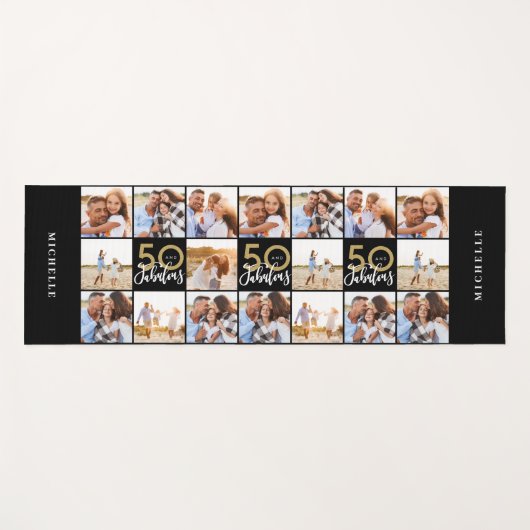 50e verjaardag goede gouden zwarte foto collage ch yogamat (Voorkant (horizontaal))