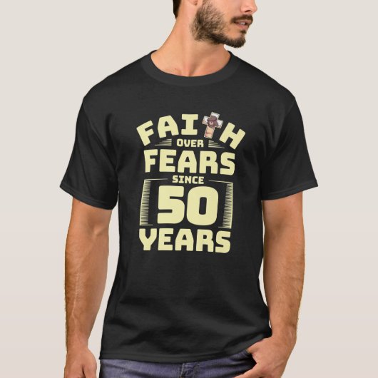 50e verjaardag Goederengeloof Jezus Religion Belie T-shirt (Voorkant)