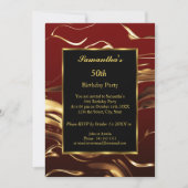 50e verjaardag Gold Black Burgundy Abstract Kaart (Voorkant)