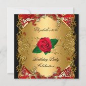 50e verjaardag Gold Black Red Roses Kaart (Voorkant)