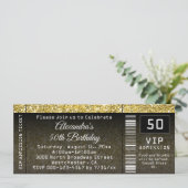 50e verjaardag Gold/Black Ticket uitnodiging (Staand voorkant)