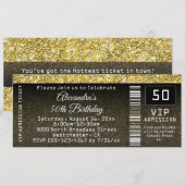 50e verjaardag Gold/Black Ticket uitnodiging (Voorkant / Achterkant)