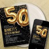 50e verjaardag Gold Black Uitnodiging