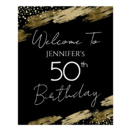 50e verjaardag Gold Black Welkom Perfect Poster